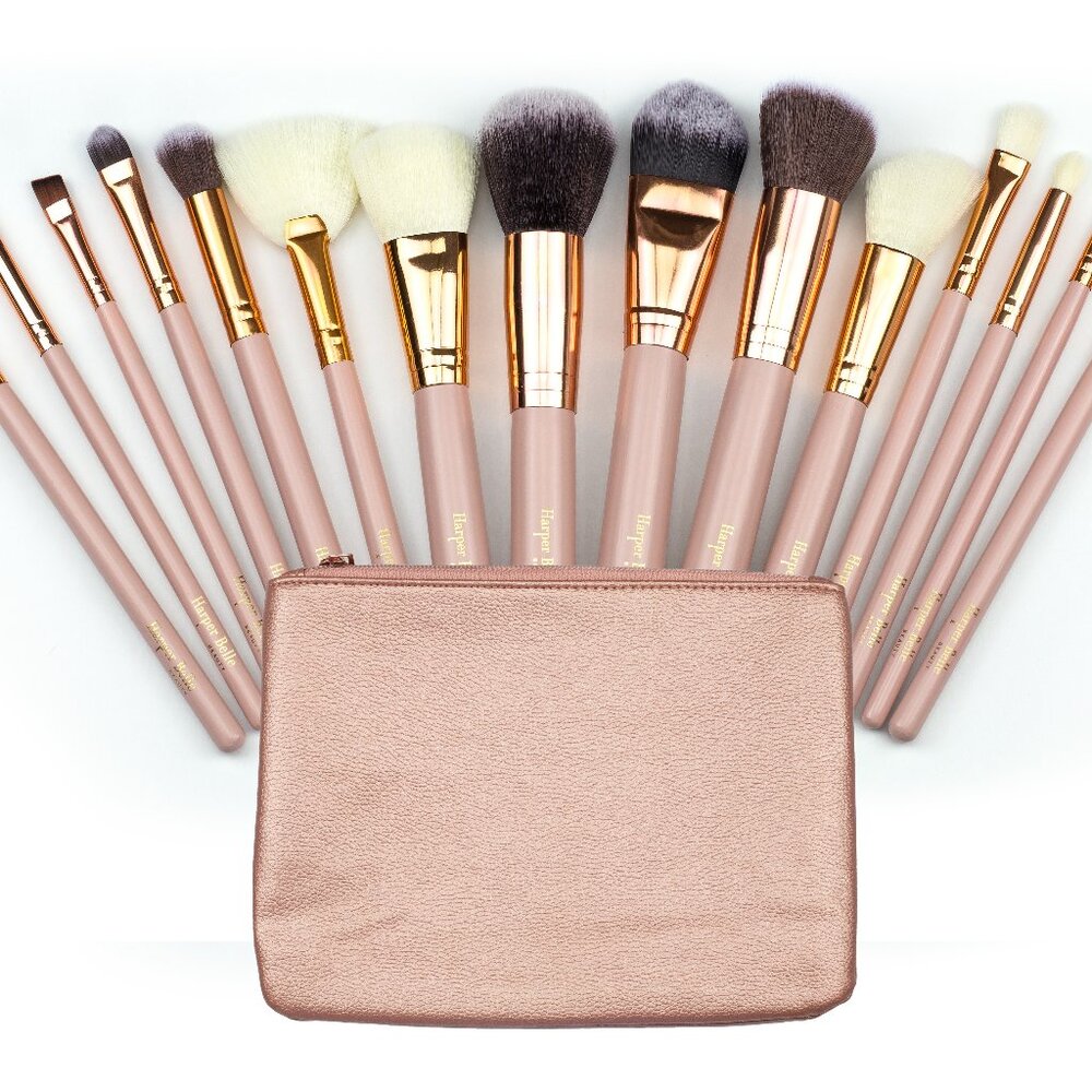 HARPER BELLE BEAUTY Pink 15-Piece Makeup Brush Set